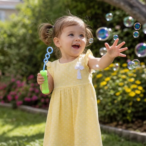 Mavie Fontinhas brincando no jardim